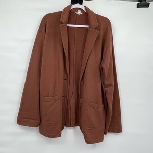 Caslon brown soft cotton blend blazer jacket